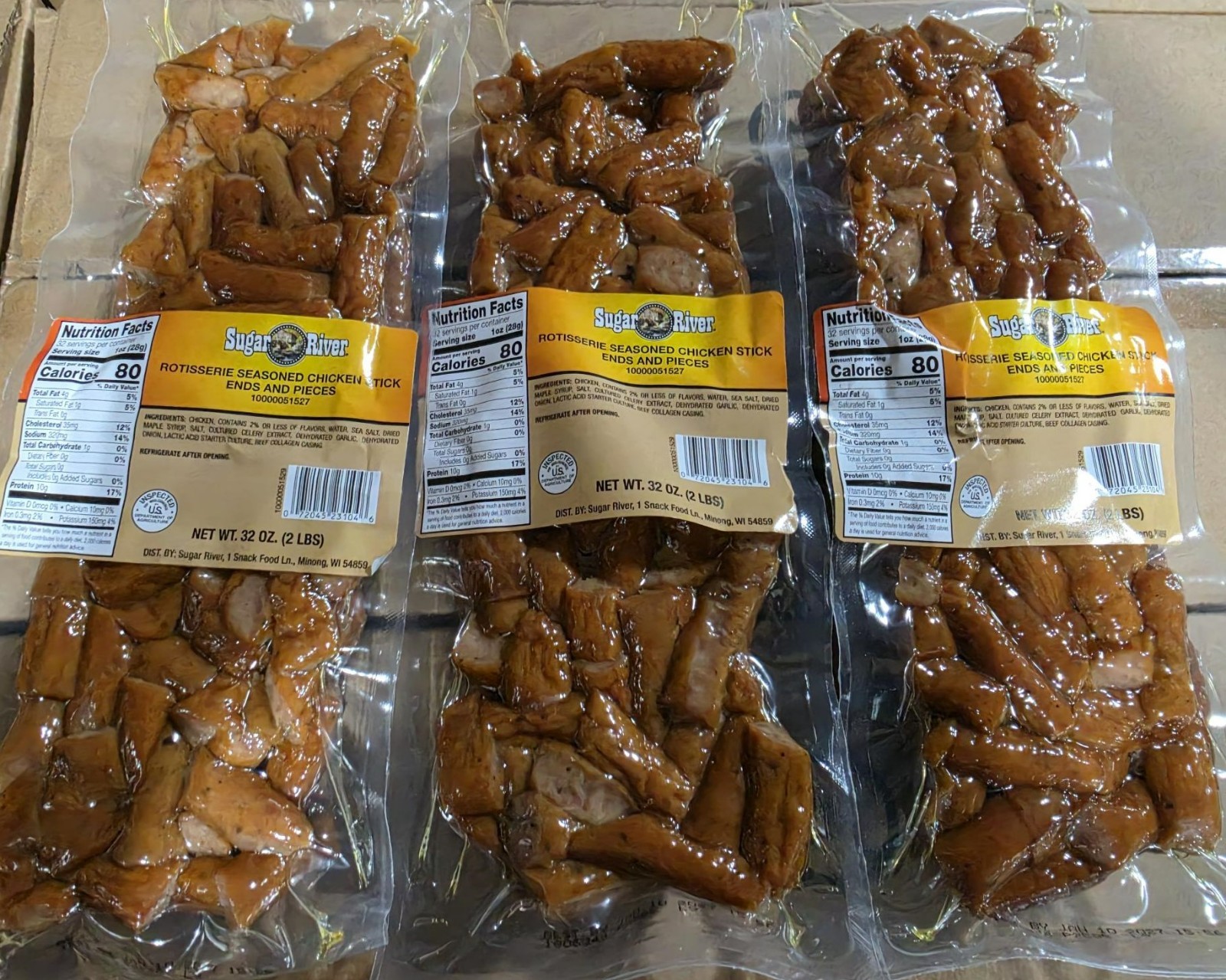 3X 2 lb Sugar River Rotisserie Seasoned Chicken Stick Ends & Pcs exp 1/1/27
