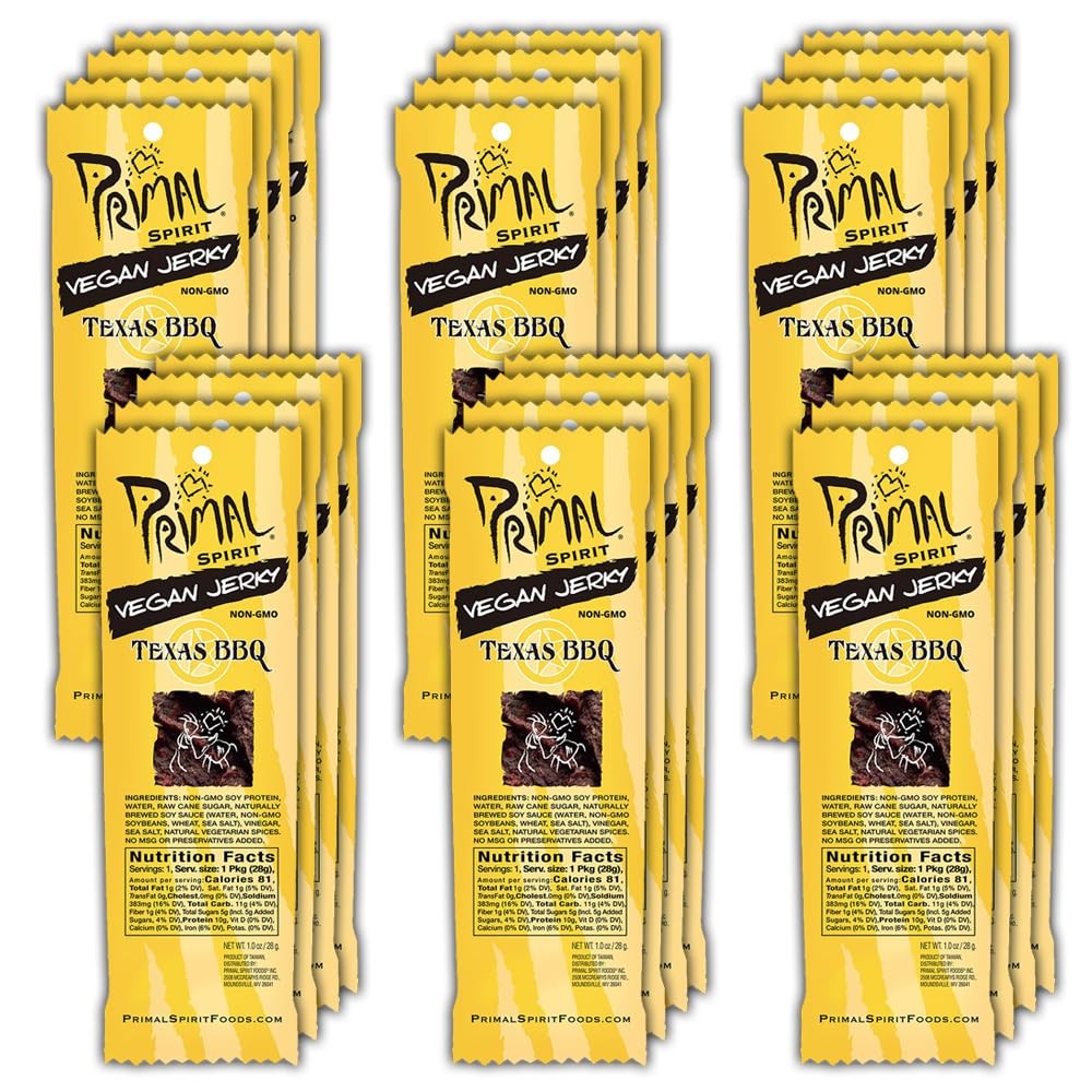 Primal Spirit Vegan Jerky – “Classic Flavor” – Texas BBQ, 10 g. Plant Based