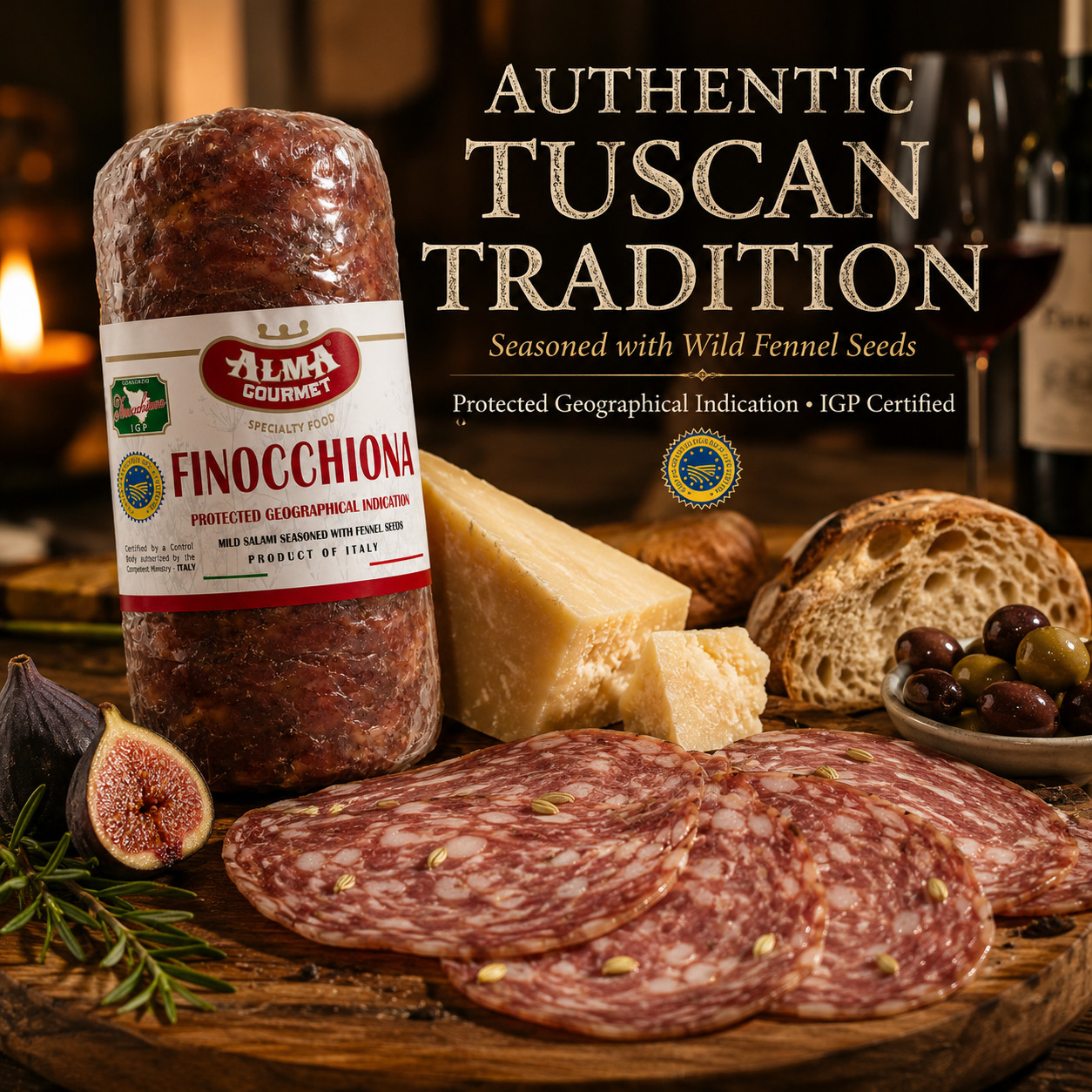 Alma Gourmet Finocchiona IGP Salami 3 lb – Tuscan Salami with Fennel