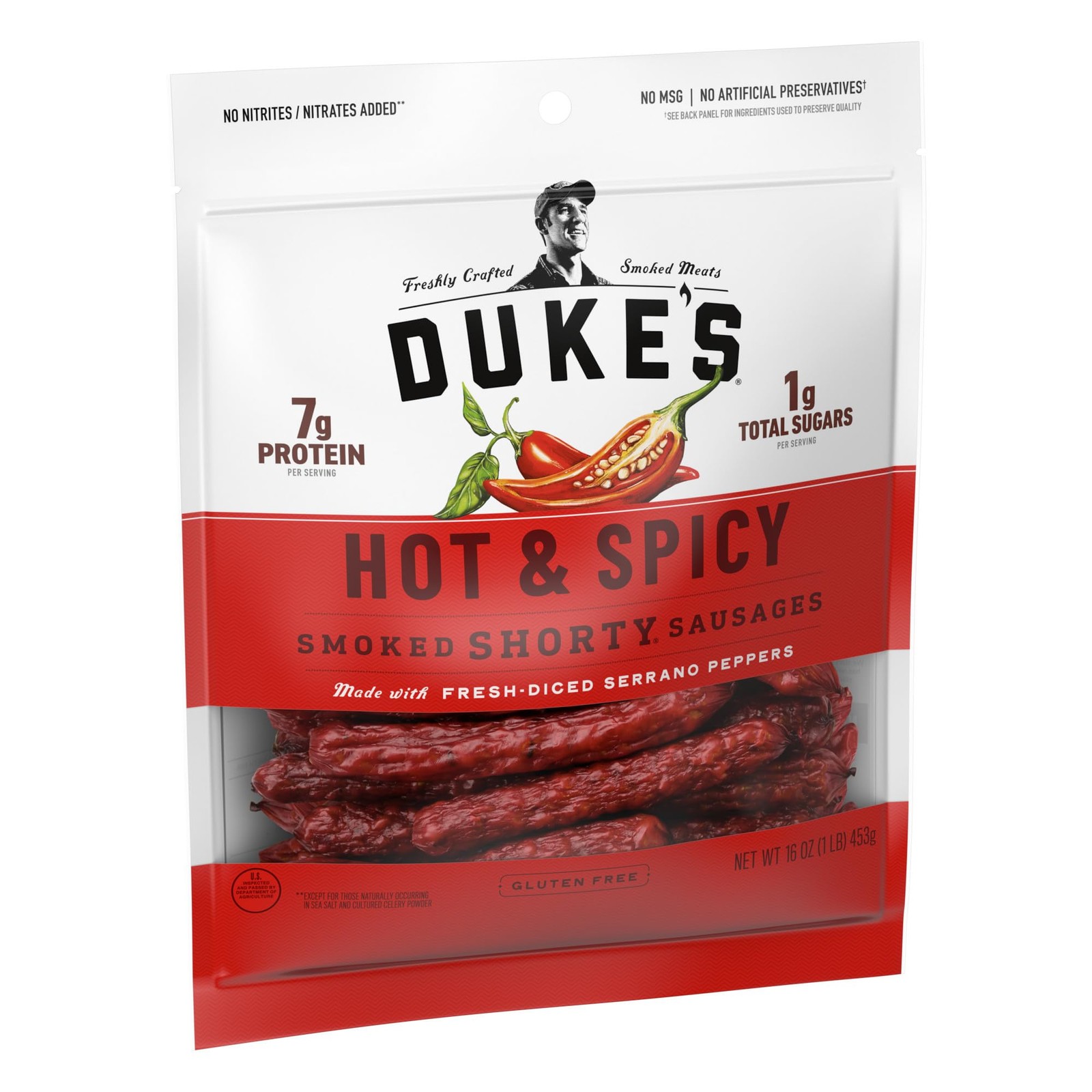 Duke’s Pork Hot & Spicy Smoked Shorty Sausages, 7g 16 Ounce (Pack of 1)