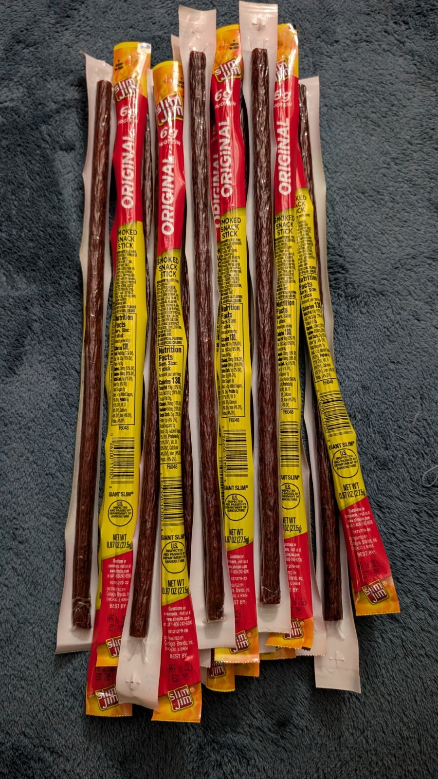 Slim Jim Giant Original Flavor Smoked Meat Sticks 20 Count 6g Protein Snack