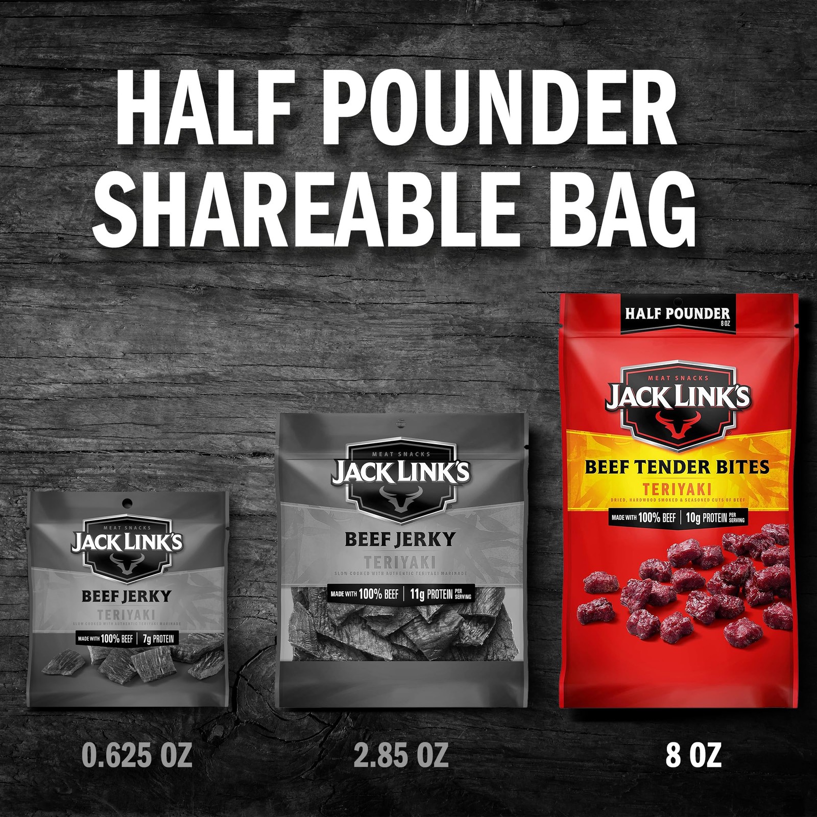 Jack Link’s Beef Tender Bites, Teriyaki, ½ Pounder Bag –