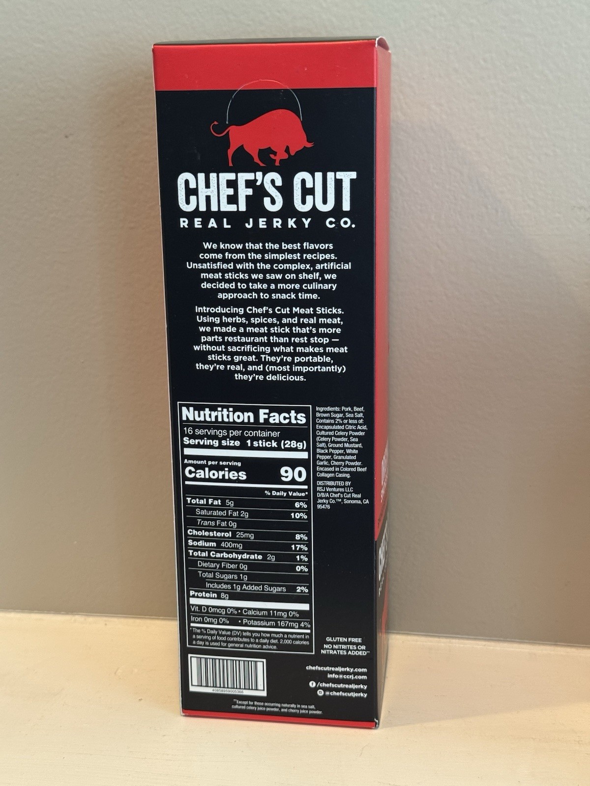 Chef’s Cut Original Smokehouse Smoked Beef & Pork Sticks 16 Pack Real Jerky 16oz