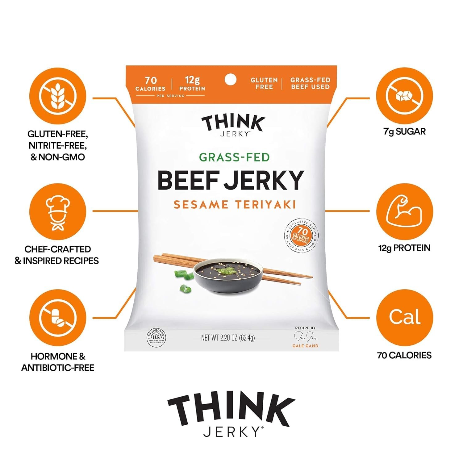 Sesame Teriyaki Beef and Turkey Jerky Pack of 4 Healthy Gourmet Snacks