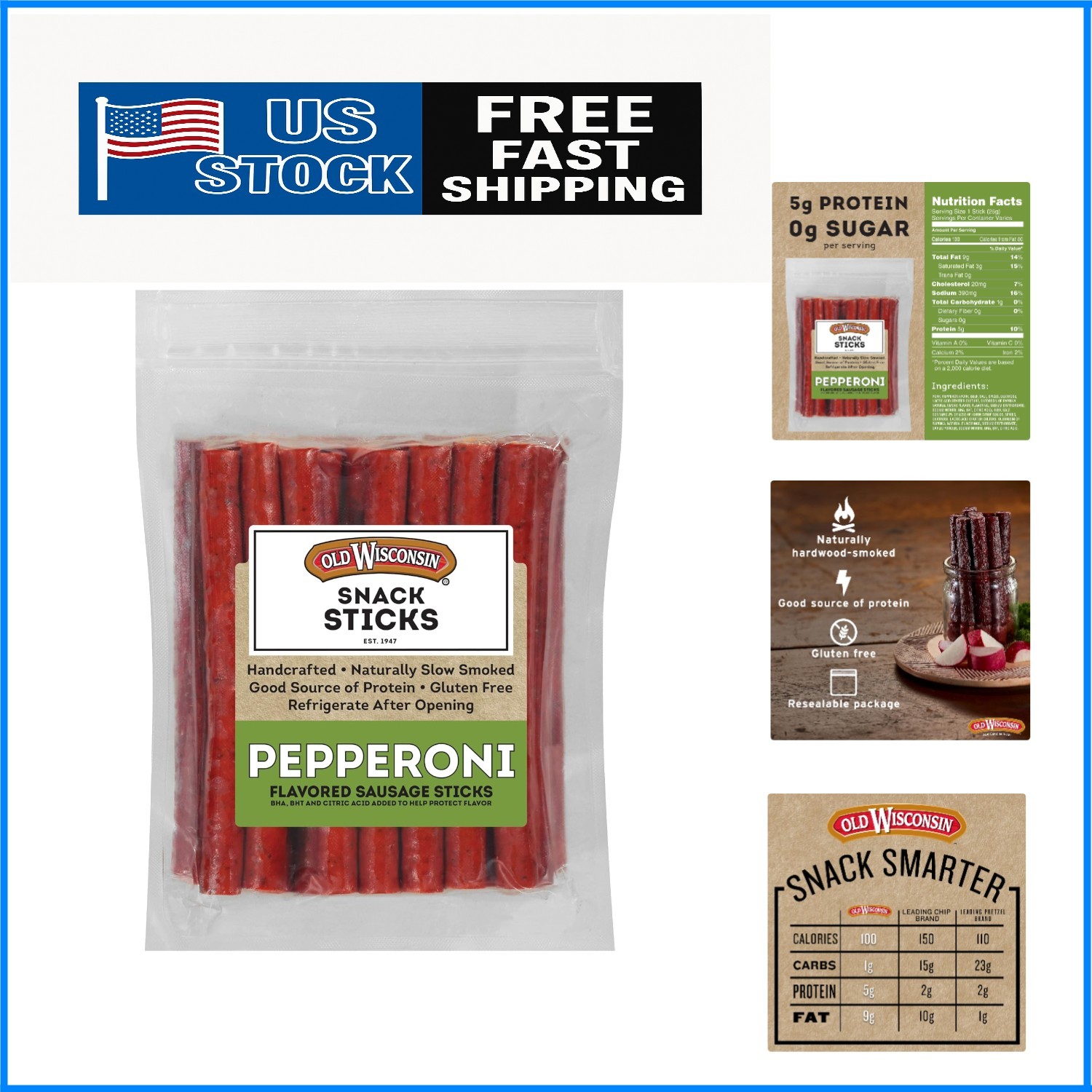High Quality Pepperoni Sausage Snack Sticks – 28 Oz Pack, Perfect for On-the-Go