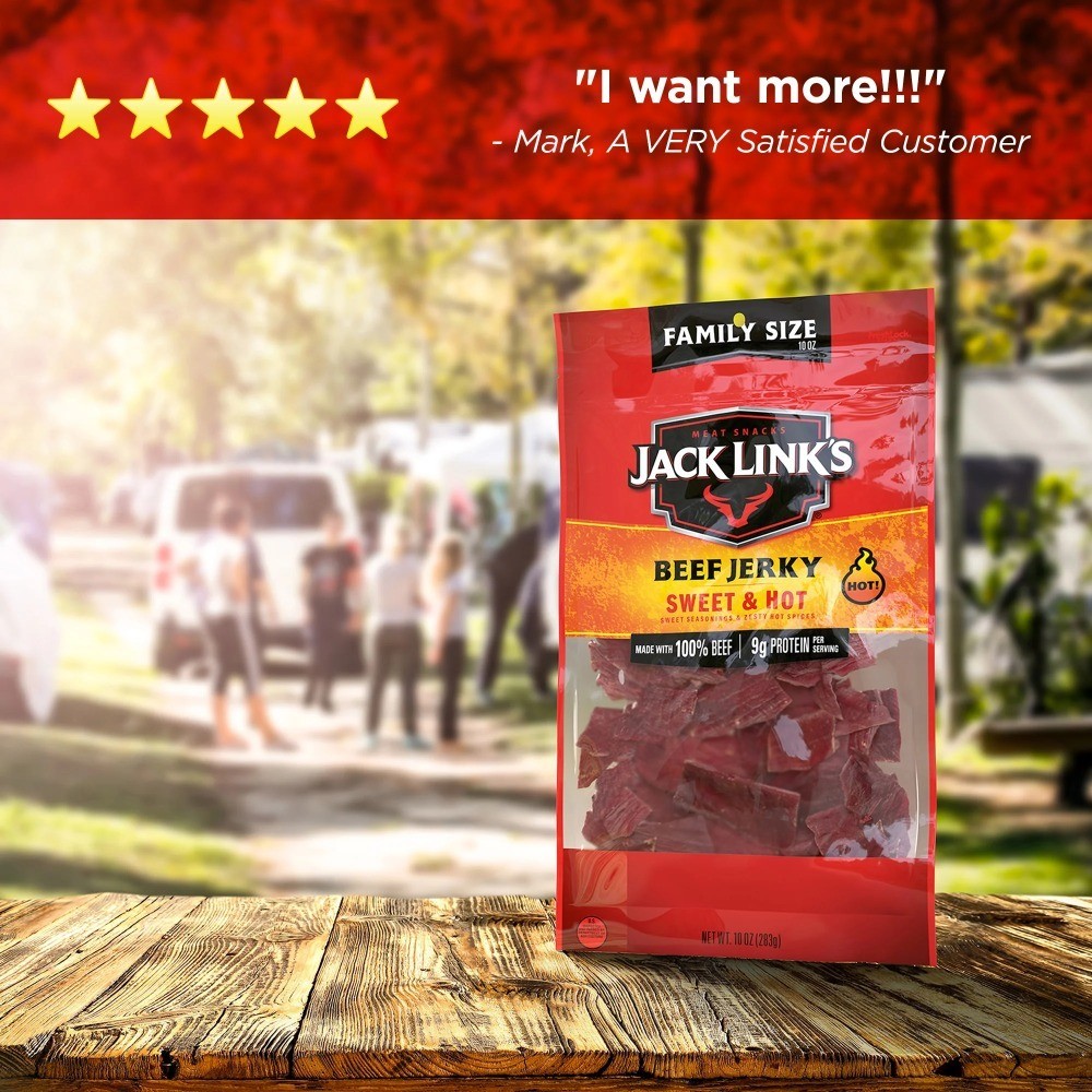 Sweet and Hot Beef Jerky Premium Quality Tender Meat Snack 10 oz Natural Protein