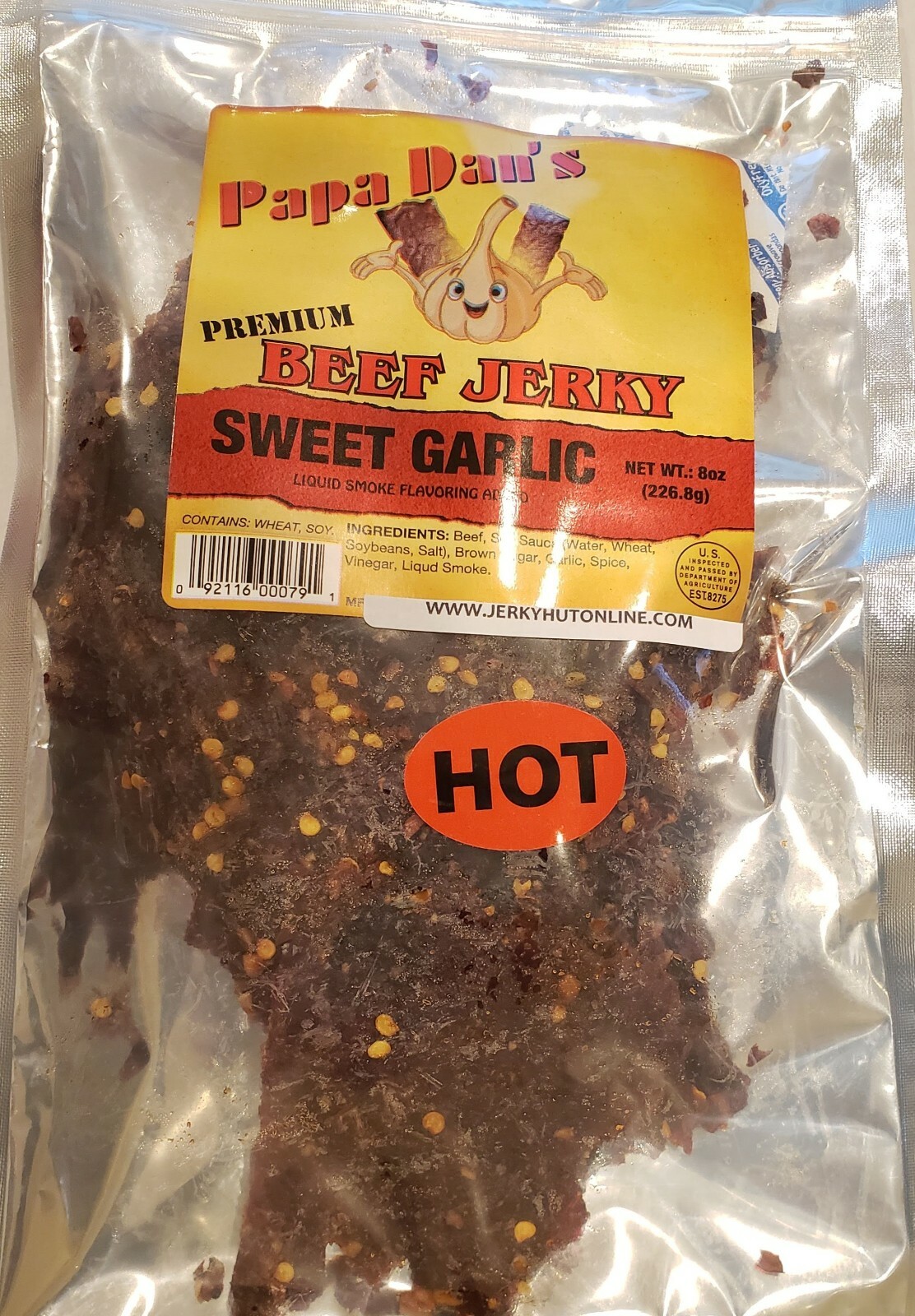 Papa Dan’s Sweet Garlic Hot, beef jerky (7 oz.)