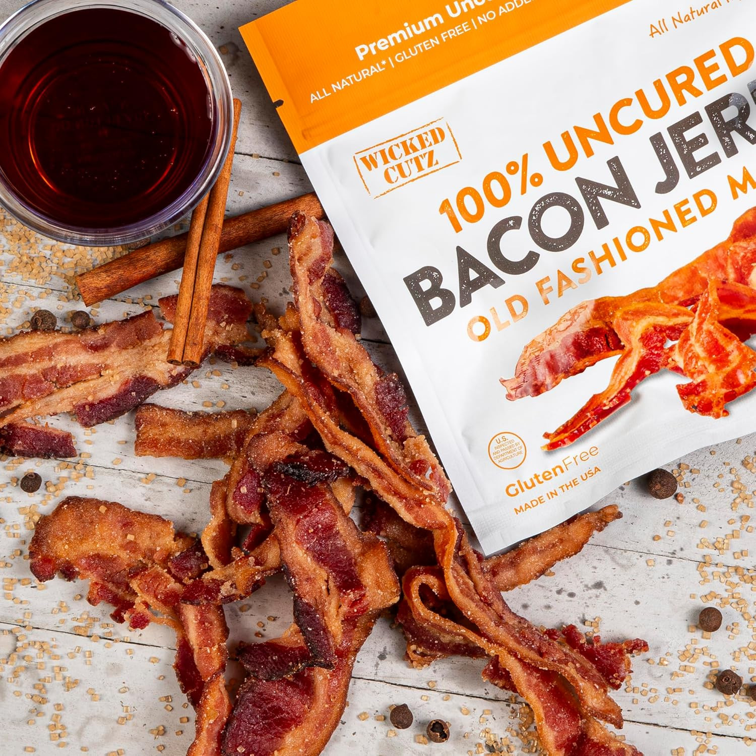 Old Fashioned Maple Bacon Jerky, Candied Jerky with 16G Protein per Bag, Tender
