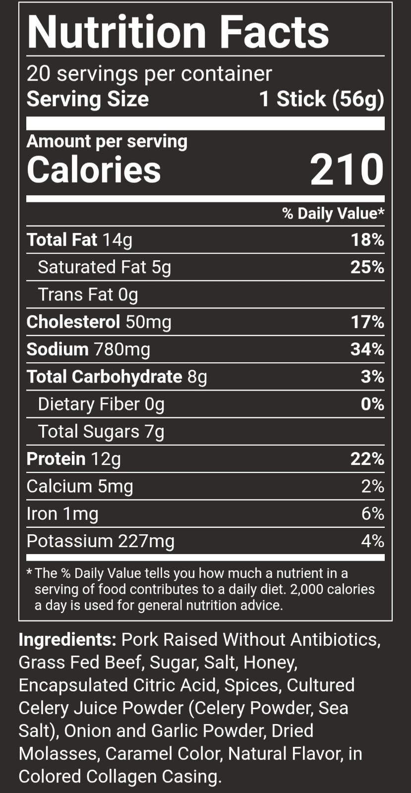20 FATTY 2 oz. Honey BBQ Smoked Beef Sticks Exp. 10/26