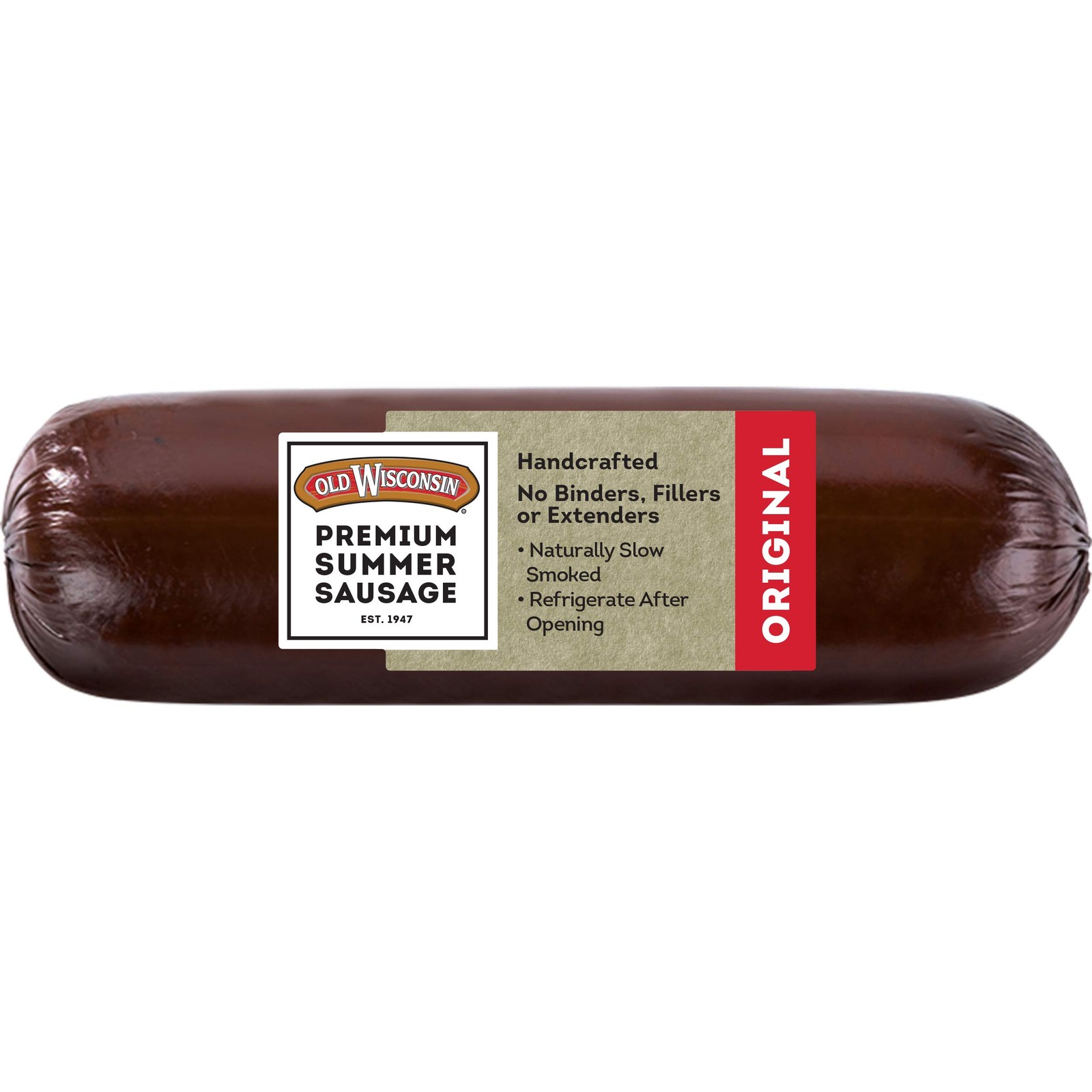 Old Wisconsin Summer Sausage, 100% Natural Meat, Charcuterie, Gluten Free, 8 oz