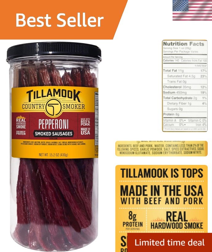 Delicious Pepperoni Meat Sticks – 15.2oz Jar, 20 Count, Perfect Snack On-the-Go
