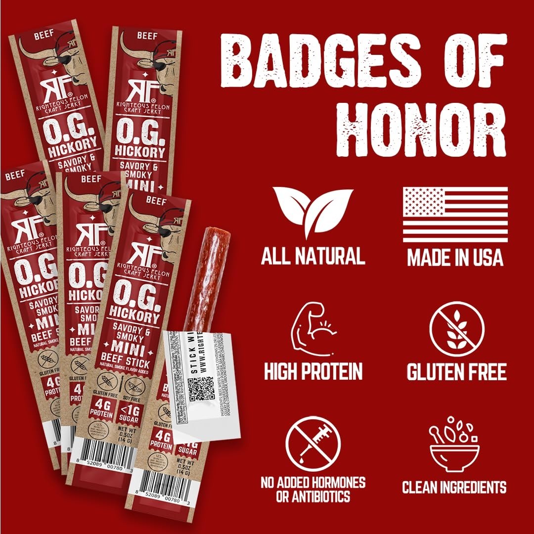 Righteous Felon Mini Meat Sticks | 100% Grass-Fed Beef Sticks | Keto, Gluten …