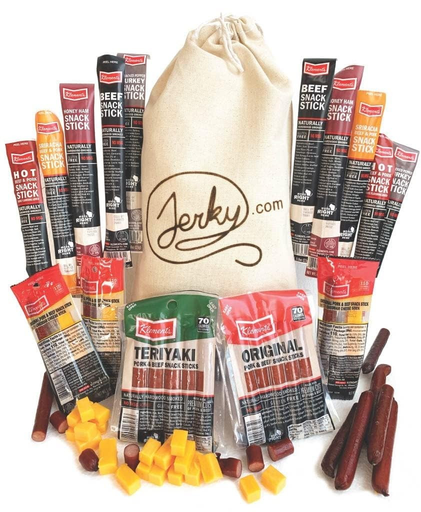 Jerky Gift Basket- 26Pc Jerky Variety Pack of Beef, Pork, Turkey, & Ham Sticks