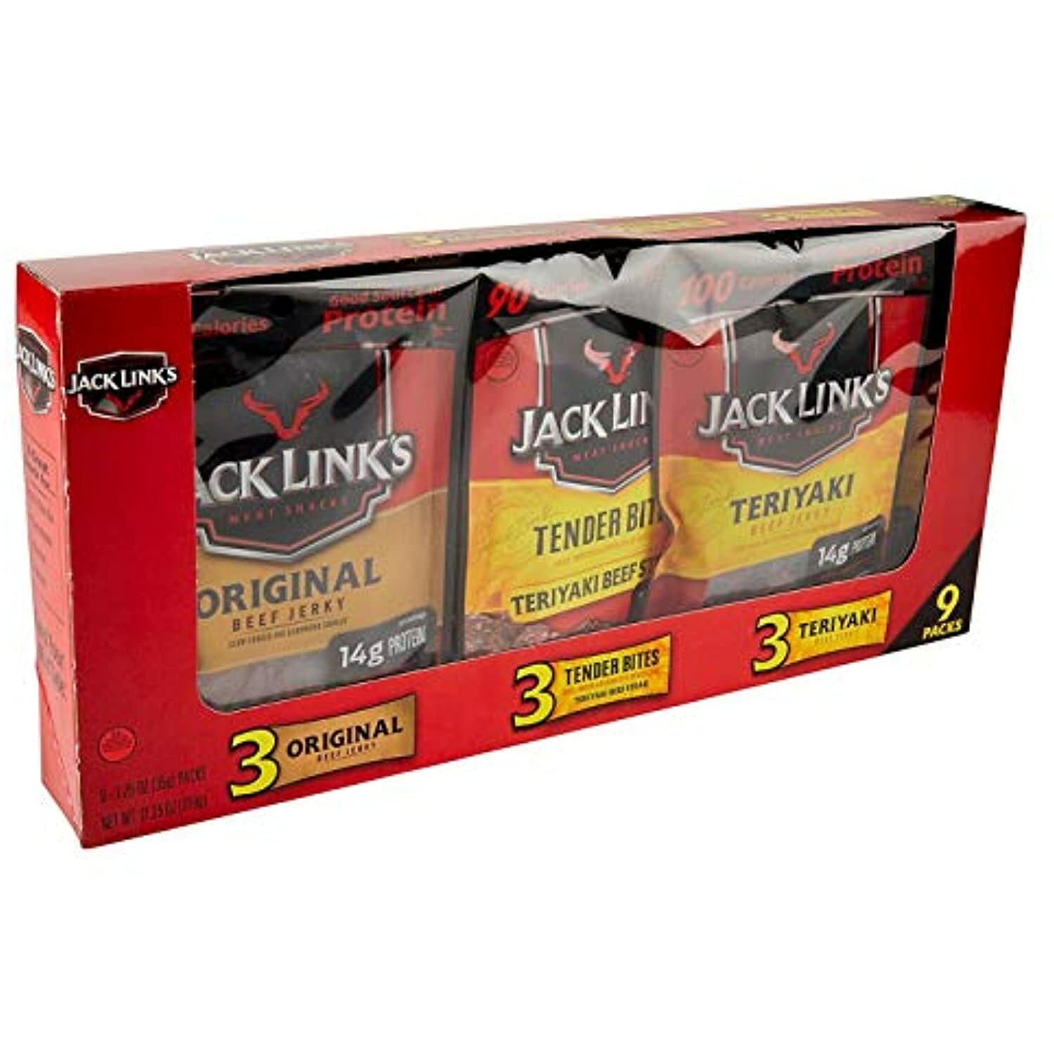 Jack Link’s Beef Jerky Variety Pack: 3 Original Flavored, 3 Tender Bites, 3