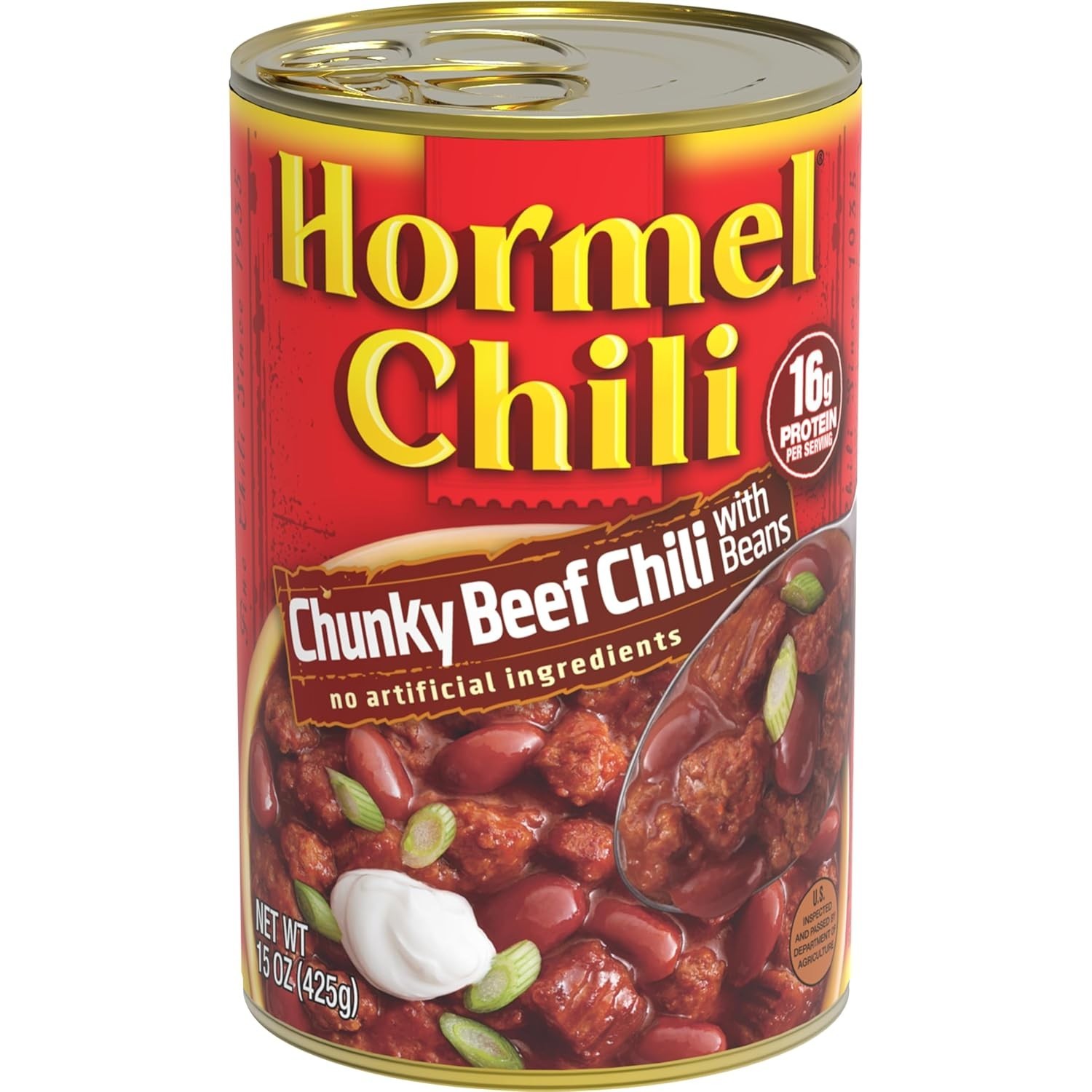Protein-Packed Chunky Beef Chili with Beans, 15 Oz Cans, No Artificial Additives