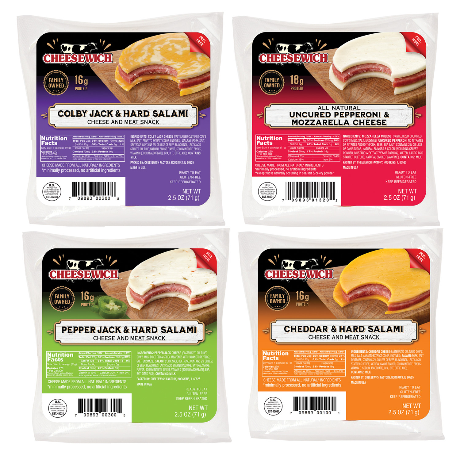 Cheesewich Protein Snacks – 18g Protein Mozzarella & Uncured Pepperoni Cheese…