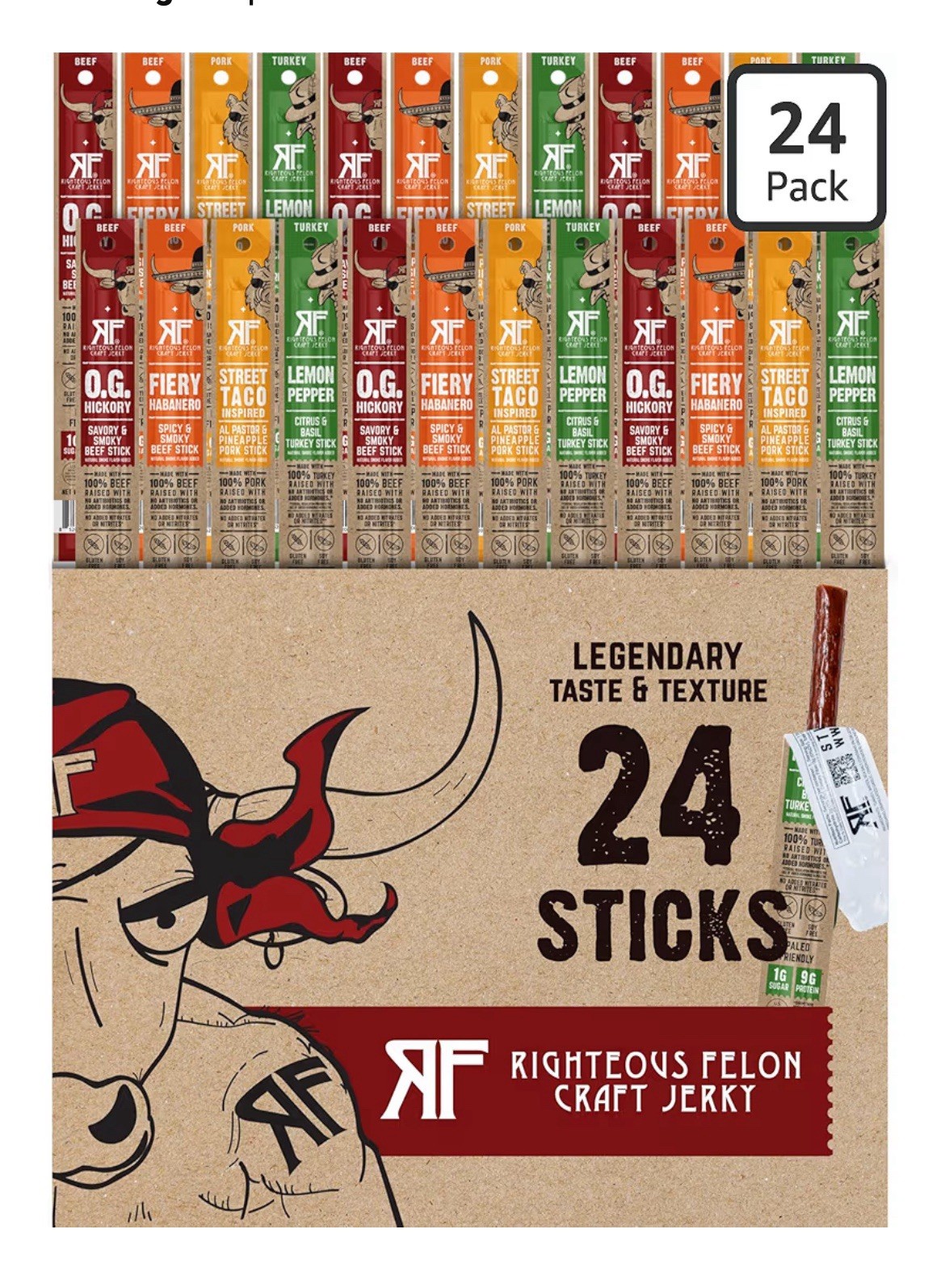 (24 Pack) Righteous Felon – Variety Pack – Premium Jerky Meat Sticks