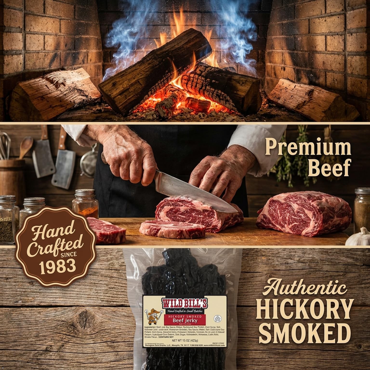Wild Bills Hickory Smoked Beef Jerky Strips, 30-Count, 15 Ounce (Pack of 1)