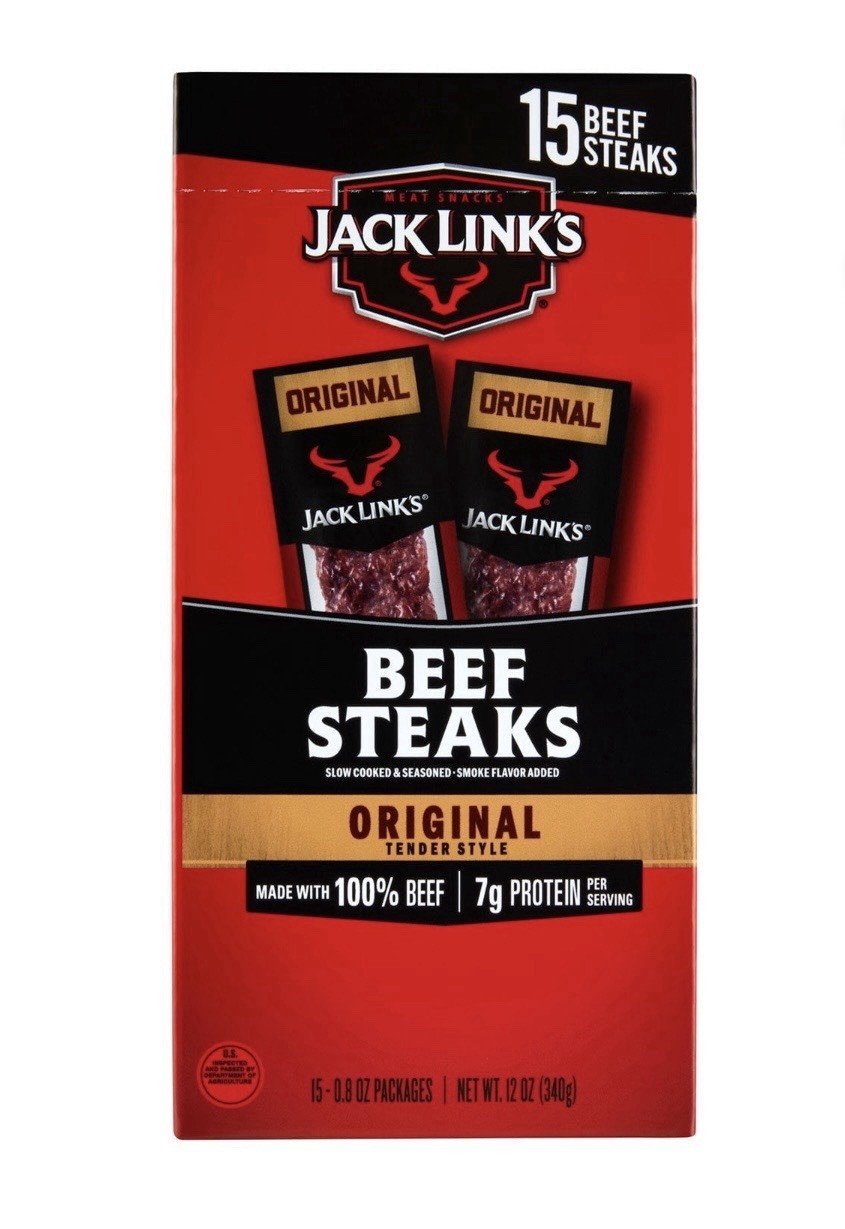 Jack Link’s Original Beef Steaks Tender Style 15 Pack 7g Protein 100% Beef