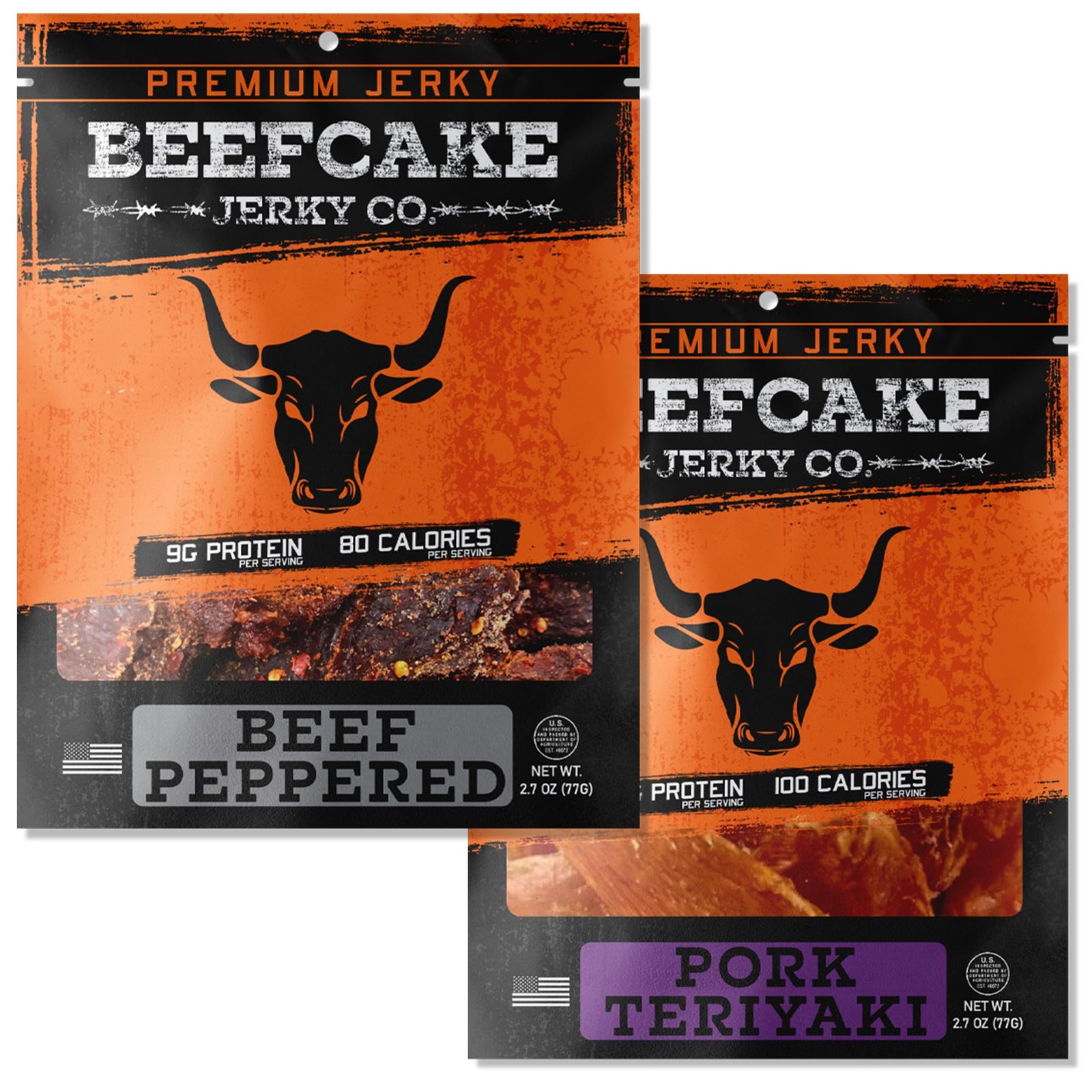 Pork and Beef Jerky Variety Pack – High Protein Snack, Low Calorie, 2.7 Oz