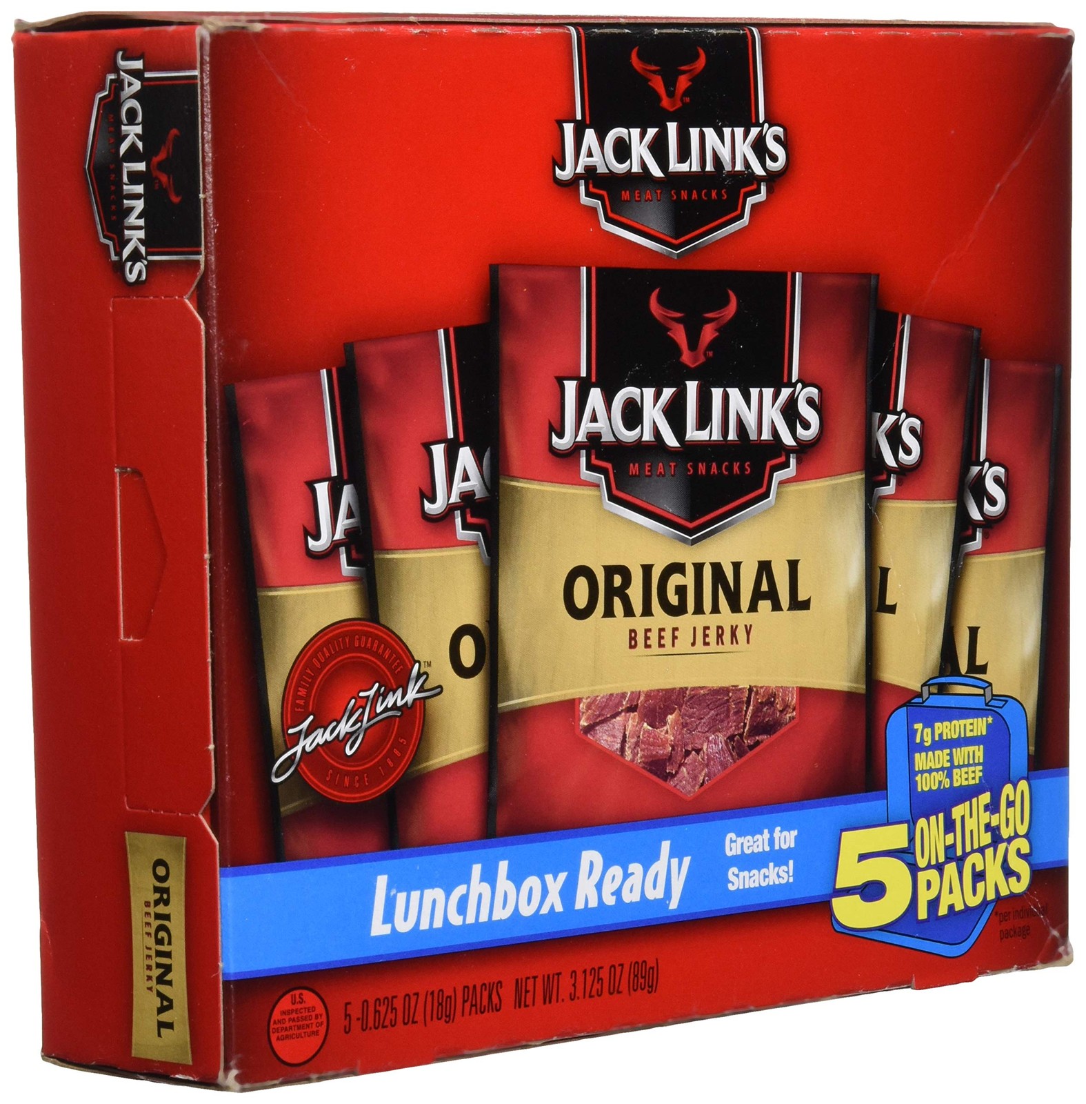 Jack Link’s Beef Jerky 5 Count Multipack, Original, 5, 5 (Pack of 2)