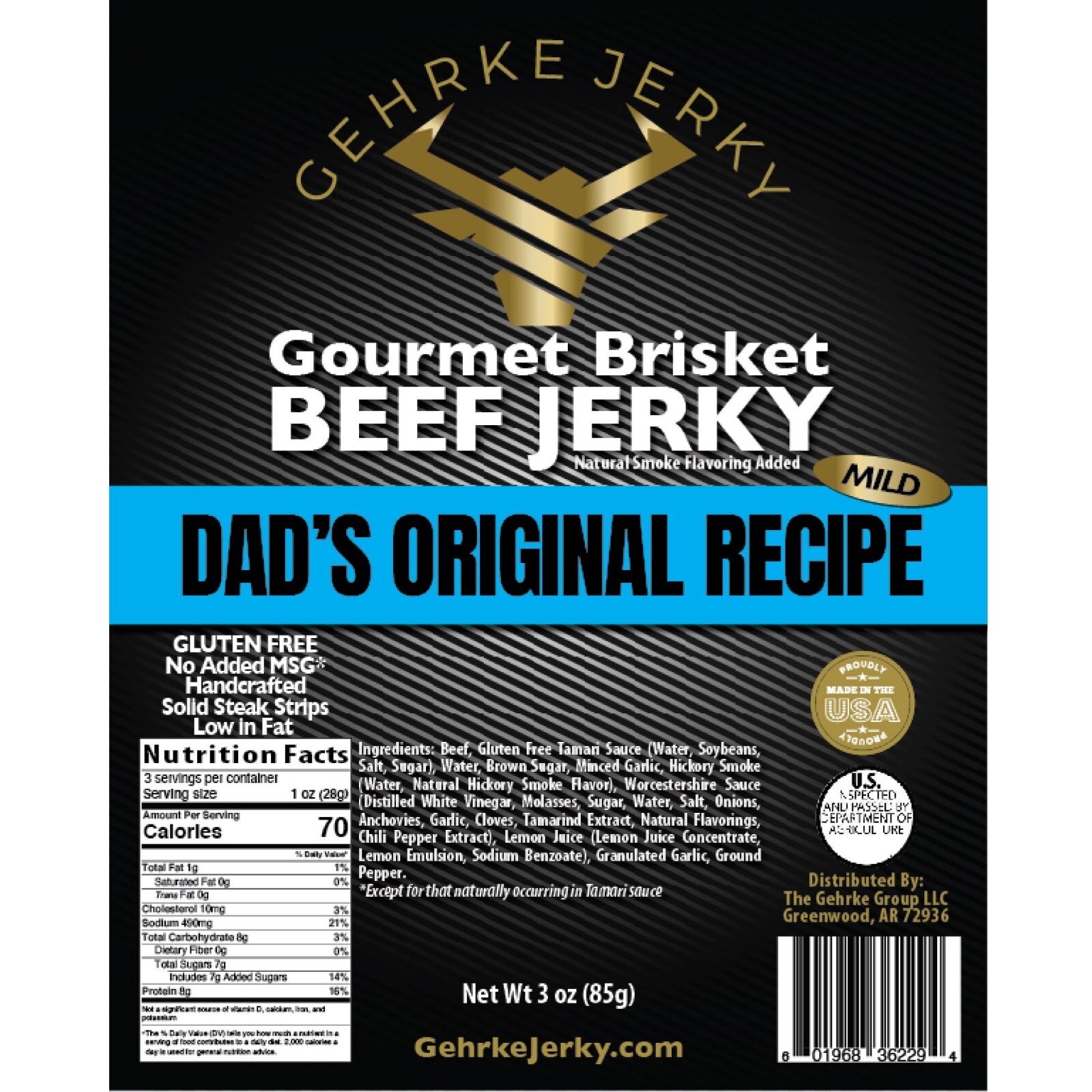 BEST GOURMET BEEF BRISKET JERKY HOME MADE STYLE PREMIUM GEHRKE JERKY FREE SHIP