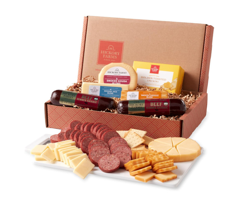 Gourmet Beef & Cheese Gift Basket Box Set – Charcuterie Meat Snack Food