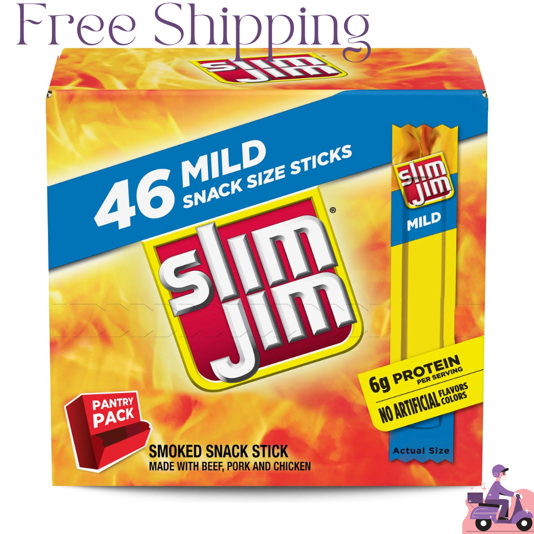 Slim Jim Original Smoked Snack Sized Sticks, 0.28 oz Meat Sticks, 46 Count Box