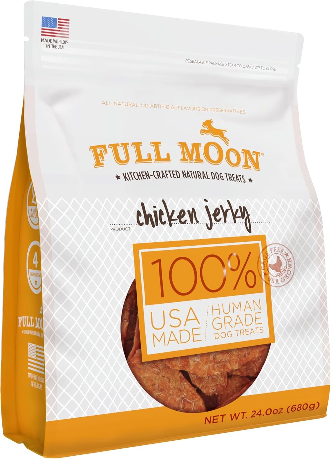 Full Moon Chicken Jerky Healthy All Natural Dog Treats Human Grade Made in USA G