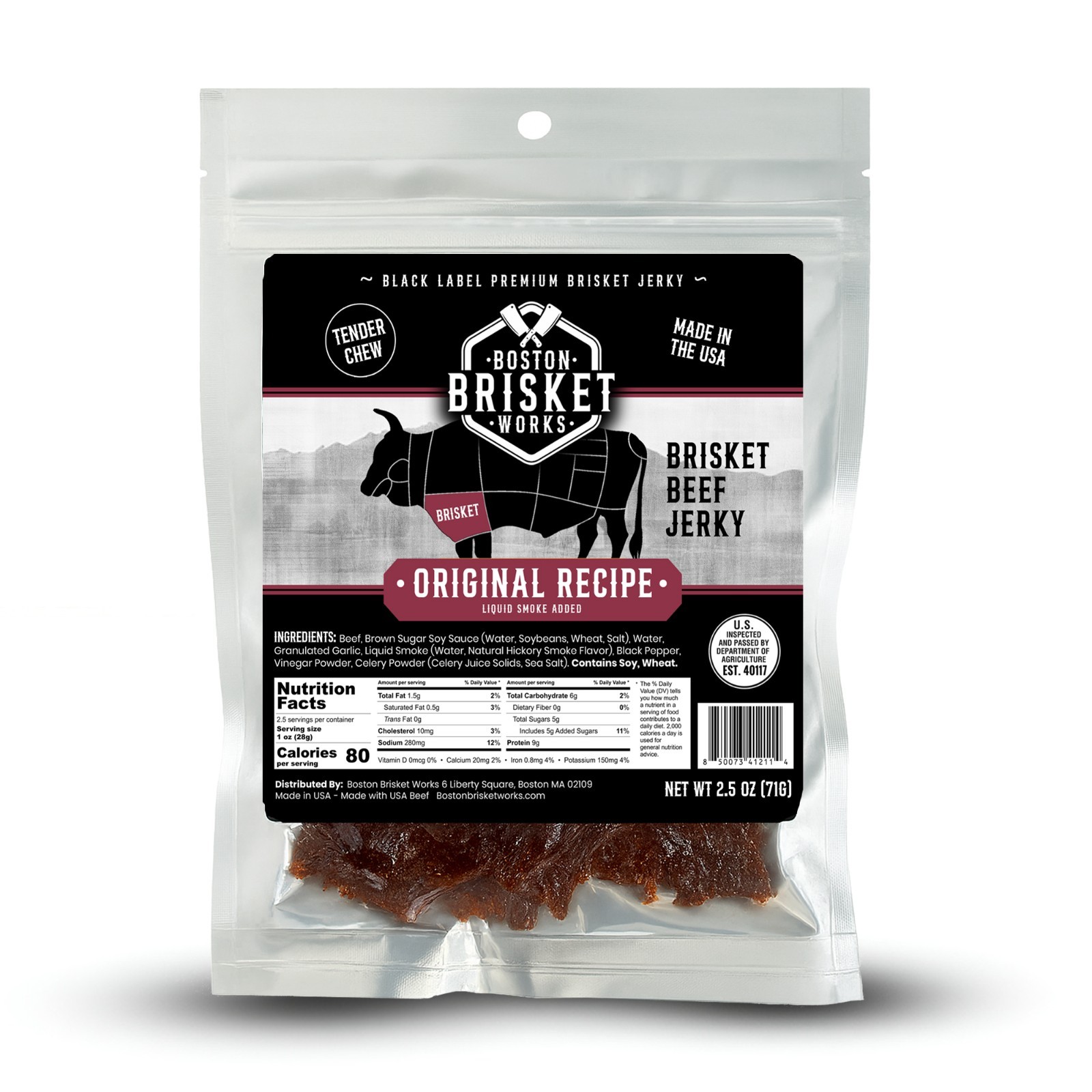 BEEF BRISKET JERKY – Original Flavor – USA Beef – Fast Shipping