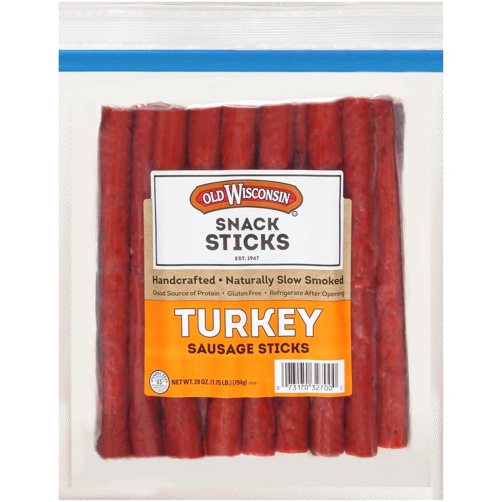 Gluten Free Turkey Sausage Snack Sticks, 28 oz Resealable Pouch