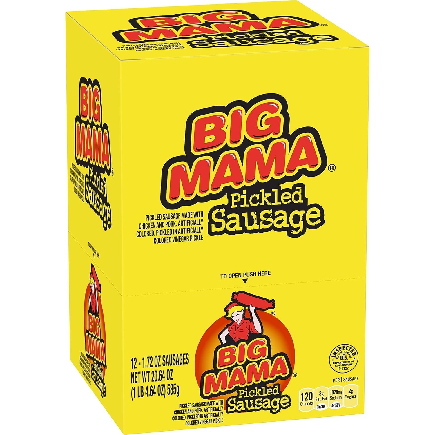 Big Mama’s Signature Pickled Sausages, 2.4 Oz (12 Pack) – Delicious & Keto