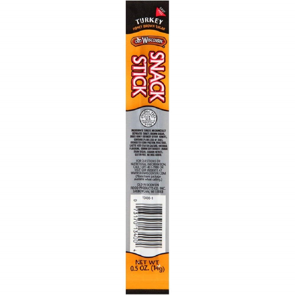 Old Wisconsin Honey Turkey Sausage Snack Sticks, Naturally Smoked, Ready to Eat,