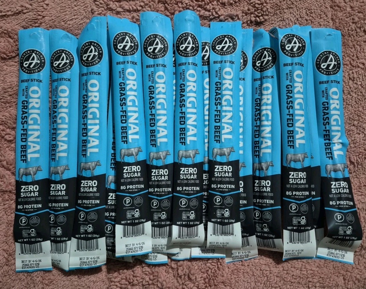 COUNTRY ARCHER Beef Meat Stick 100% Grass-Fed, Zero Sugar, 17 Pack GLUTEN FREE