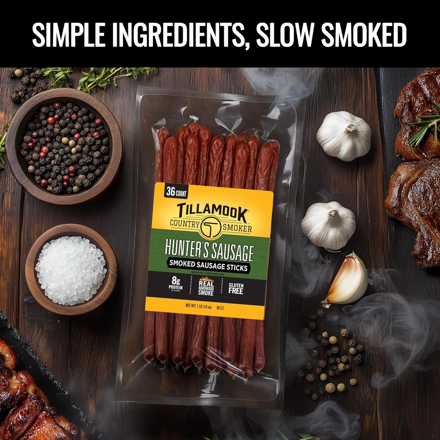 Tillamook Country Smoker – Hunter’s Sausage Meat Sticks 36 ct Bulk-USA