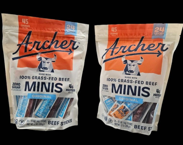 2 Country Archer Original Mini Beef Sticks (24 Pack) Grass Fed.