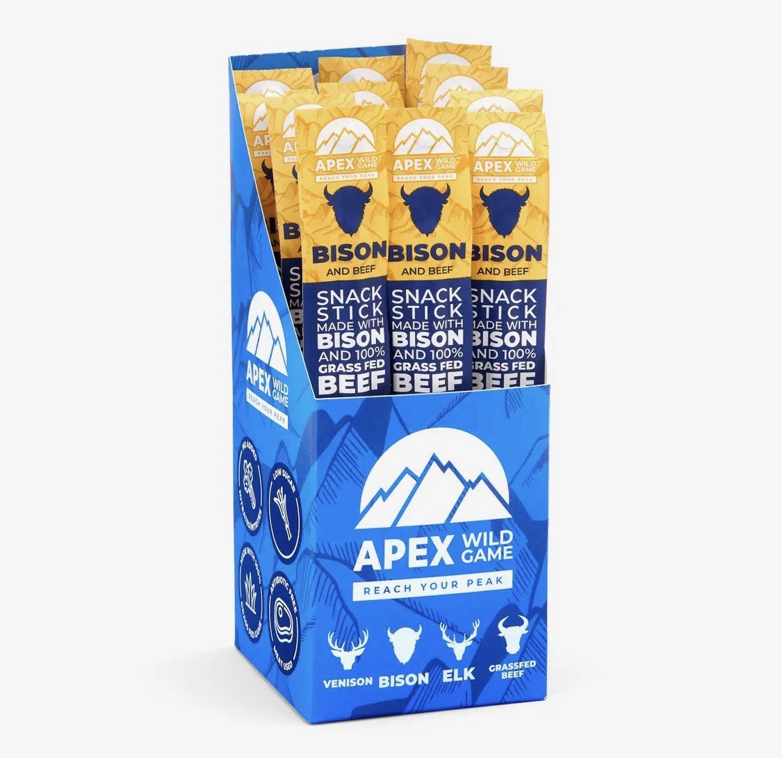 Get 12 Apex Wild Game Bison and Beef Snack Sticks Gluten Free Antibiotic Free