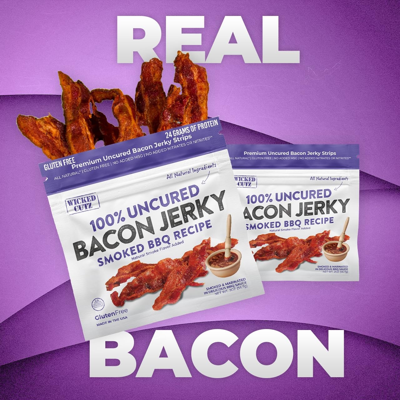 Bacon Jerky Variety Pack | 5 Flavors & Up to 24g Protein Per Bag | Fully Cook…