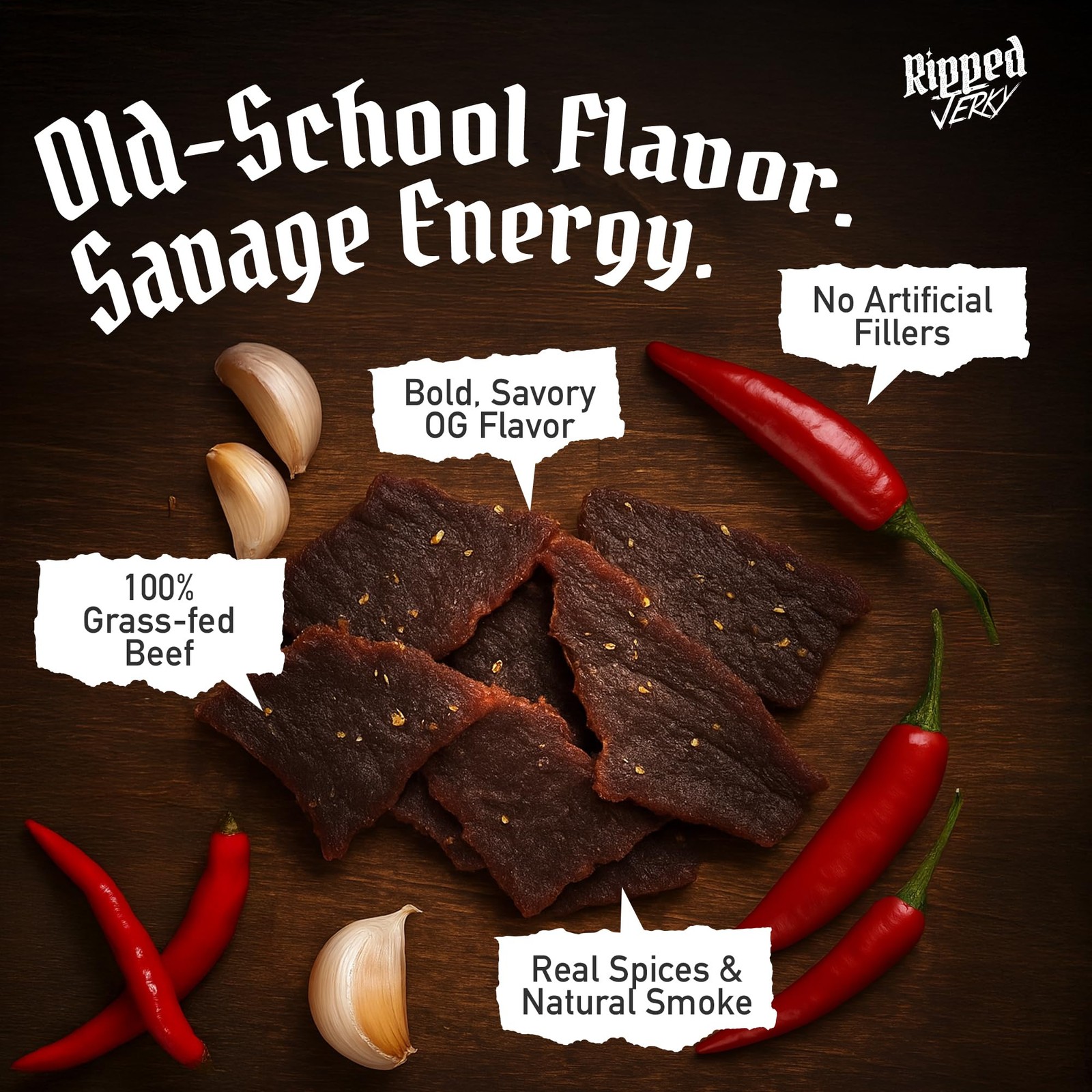 Ripped Beef Jerky – 100 Grass Fed Beef, 20g Protein, Real Ingredients, Gluten…