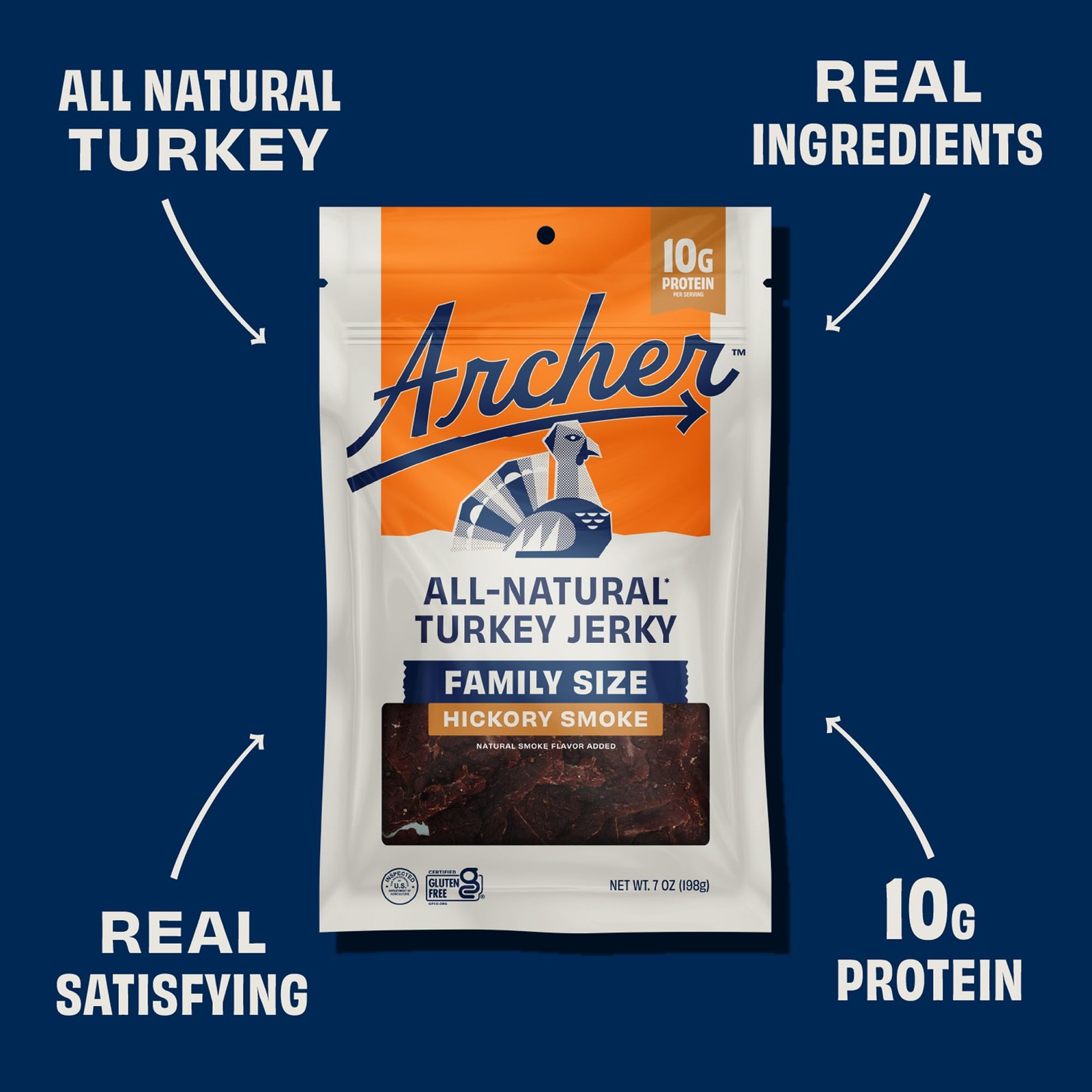 Archer Turkey Jerky 100 Natural Healthy Snack 7 Ounce Gluten Free Paleo Keto