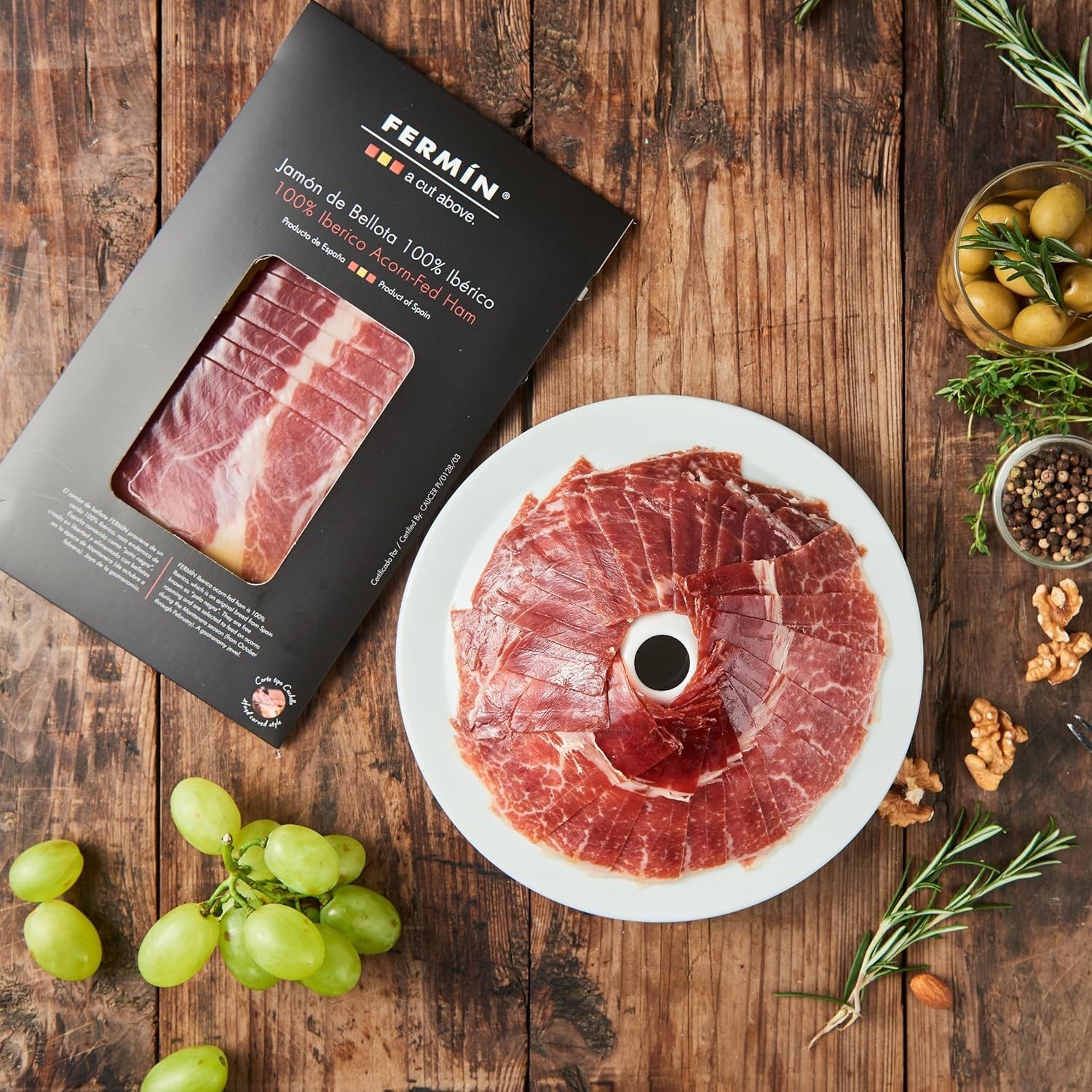100% Ibérico Acorn-Fed Ham – Jamón de Bellota (Hand-Carved Slices)
