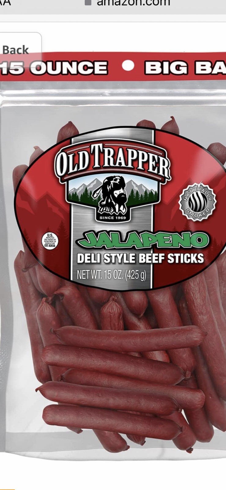 old trapper 15 Ounce Jalapeno beef sticks 3 Big Bags