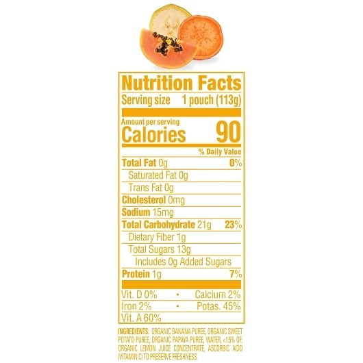 Happy Baby Organic Bananas Sweet Potatoes & Yellow Papayas Pouch, 4 Ounce, 8