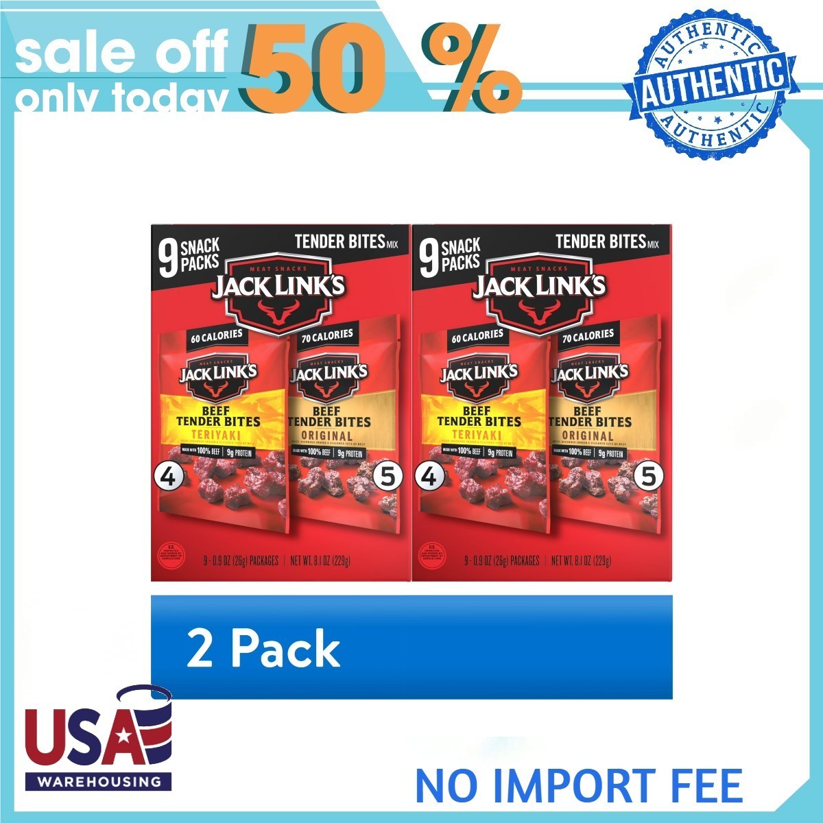 (2 pack) Jack Link’s Original and Teriyaki Beef Tender Bites