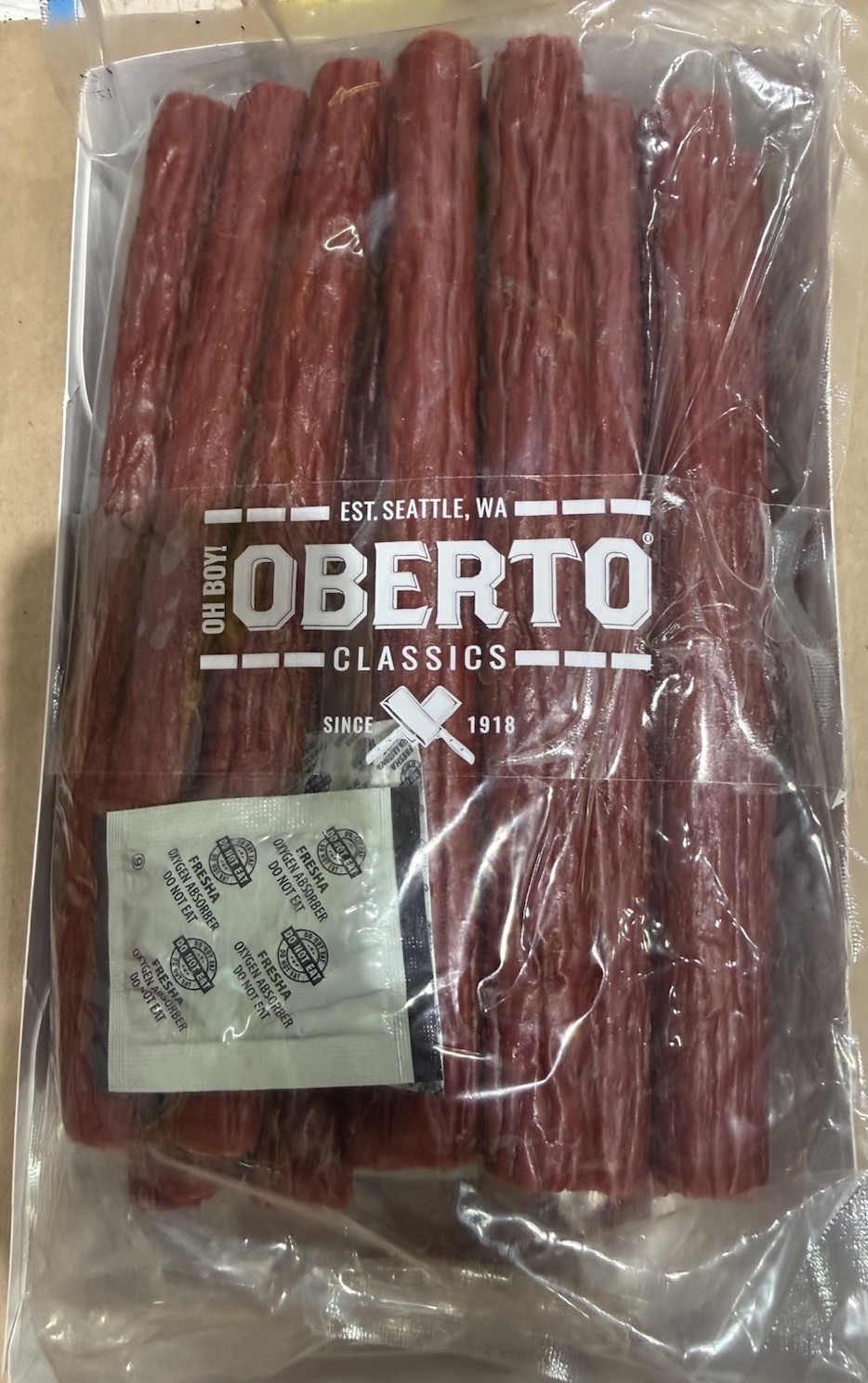 NEW – Large 3 1/2 Lbs Oberto Smoked Sausage Stick, Cocktail Pepperoni