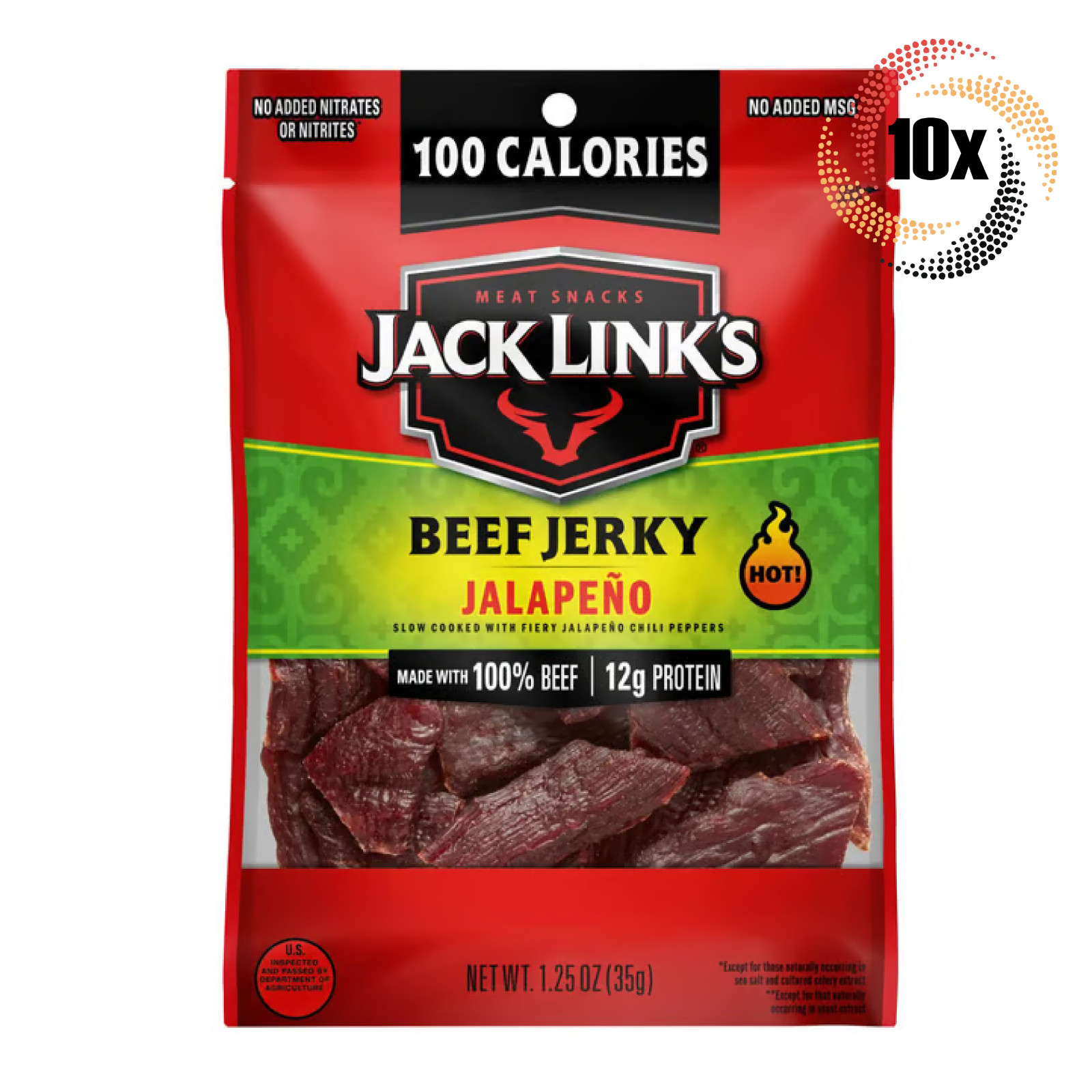 Full Box 10x Bags Jack Link’s Jalapeno 100% Beef Jerky | 1.25oz | 12G Protein