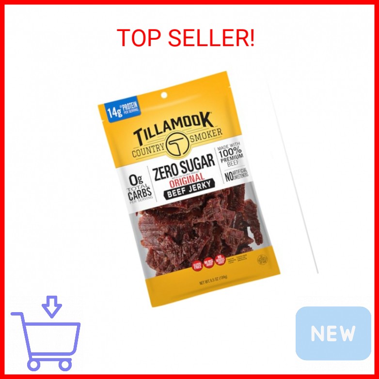 Tillamook Country Smoker Keto Friendly Zero Sugar Beef Jerky, Original, 6.5 Ounc
