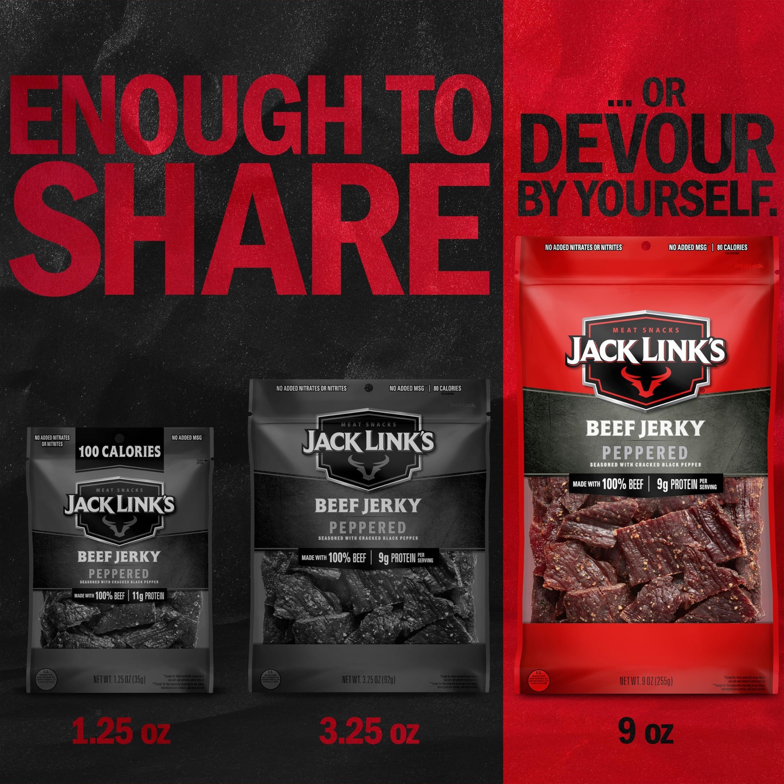 Jack Link’s Beef Jerky, Peppered, (2) 9 oz. Bags – Flavorful Everyday Snack with