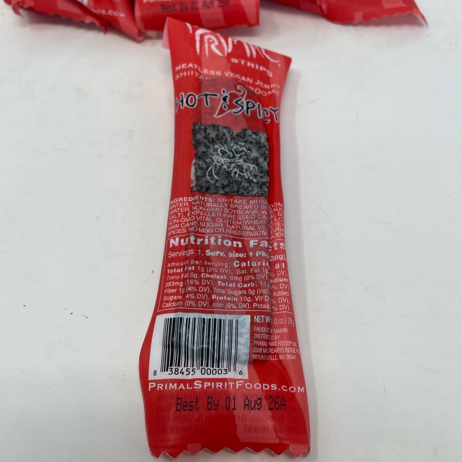 Primal Spirit Vegan Jerky Hot & Spicy 1oz Strips 12-Pack