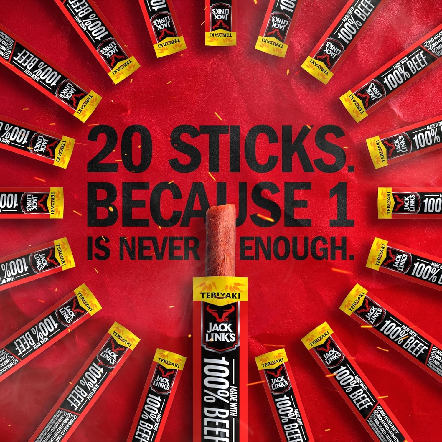 Jack Link’s Teriyaki Beef Jerky Sticks – 0.92 Ounce (Pack of 20),
